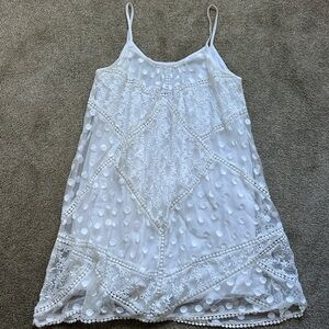 Tularosa White Embroidery Lace Mini Slip Boho Dress